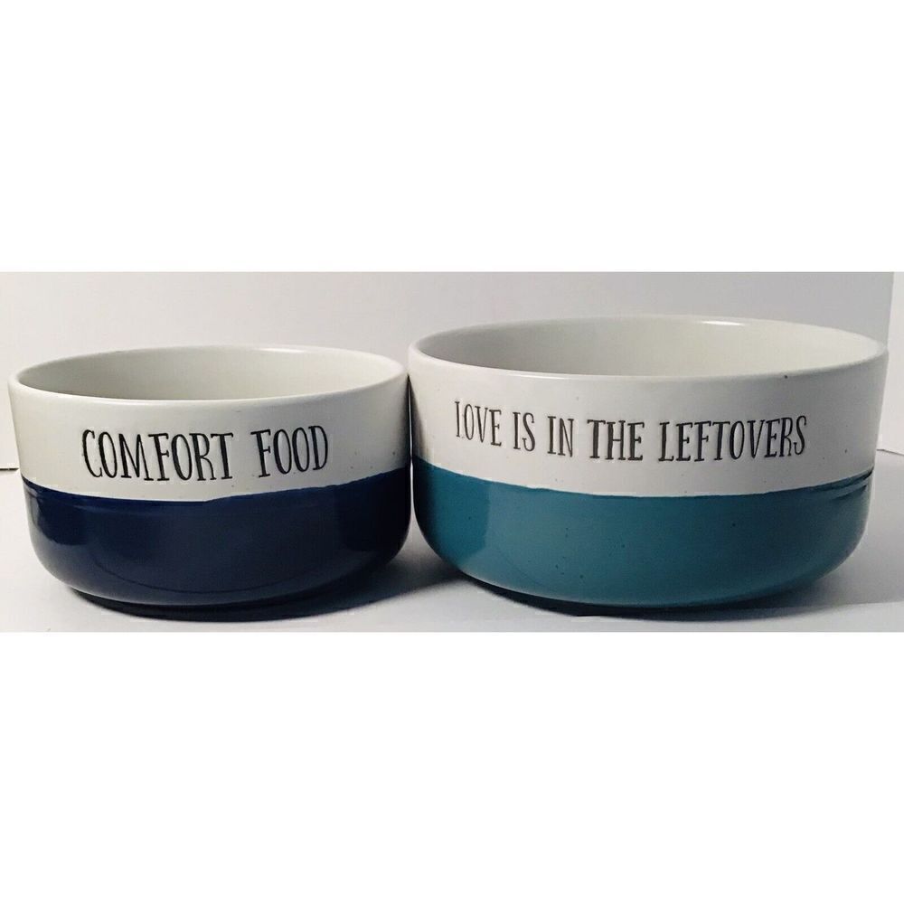 Bella Maison Ceramic Bowls w/ Saying “Love Is In The Leftovers” “Comfort Food”